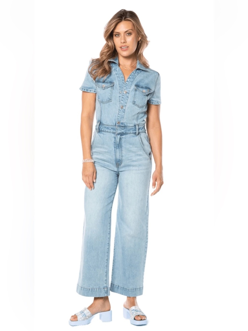 Juicy Couture Light Blue Denim One-Piece Jumpsuit